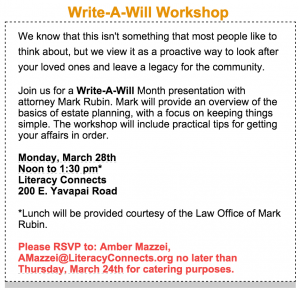 Will writing workshop