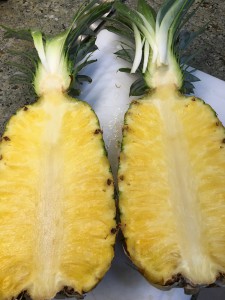Pineapple cut in half